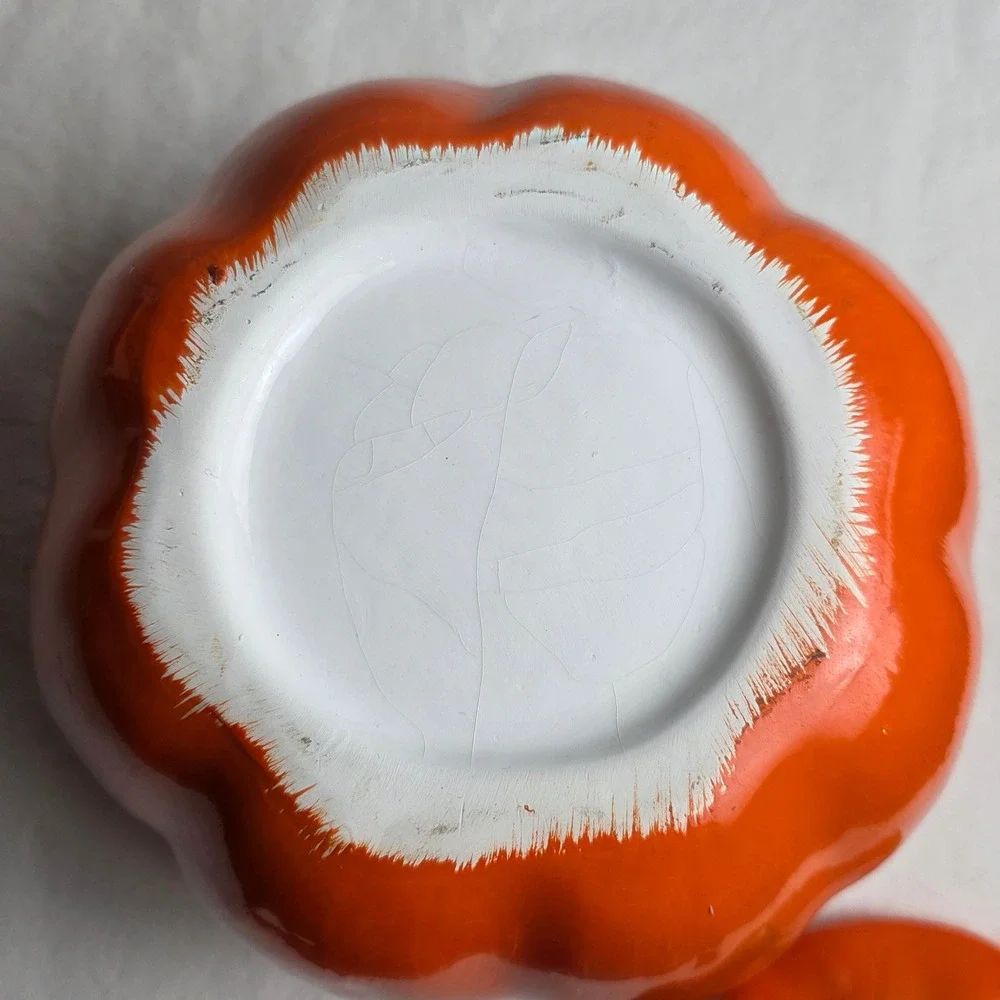 Halloween Jack-O-Lantern Ceramic Pumpkin Jar Lid Orange Glossy Whimsical Fall